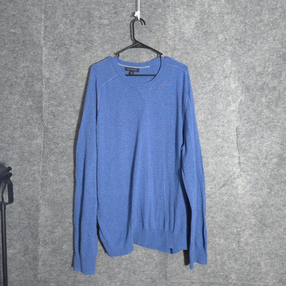 Banana Republic Sweater Mens XXL Tall Blue Wool Cashmere Blend Italian Yarn Knit